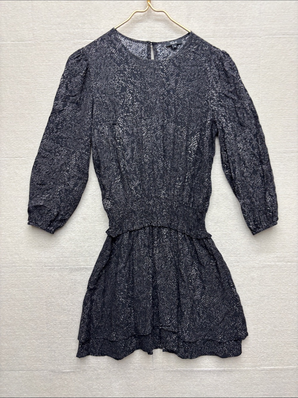 Rails | XS Black Puff-Sleeve Tiered Mini Dress